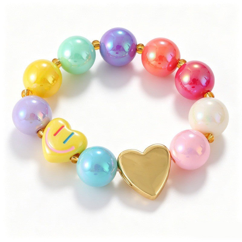 Sweet Colorful Resin Beaded Bracelet Stack