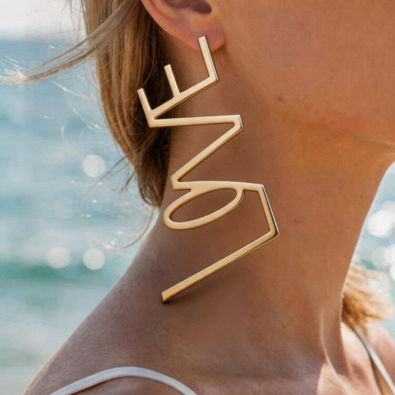 Statement Geometric Love Letter Earrings