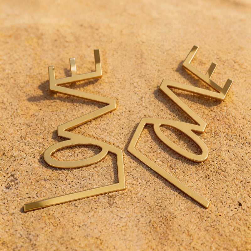 Statement Geometric Love Letter Earrings