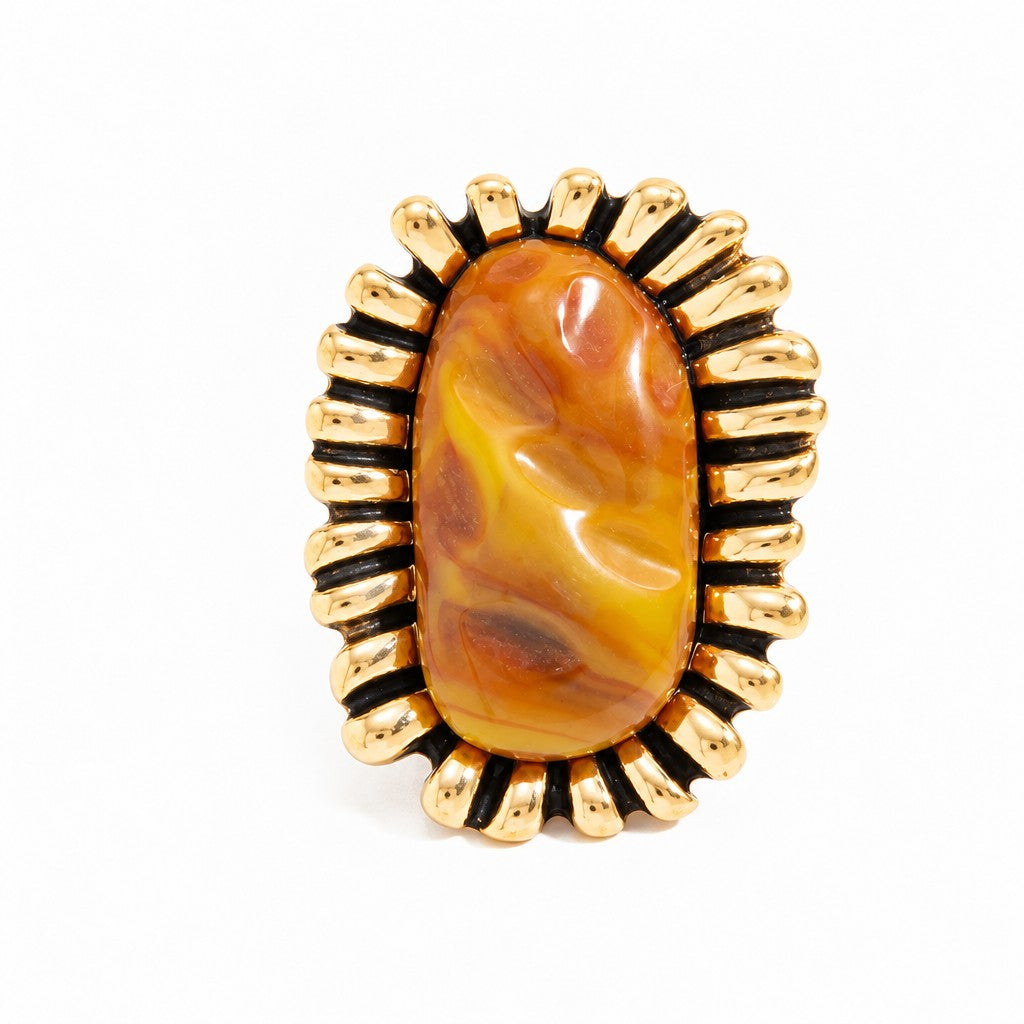 Vintage Amber Resin Statement Ring