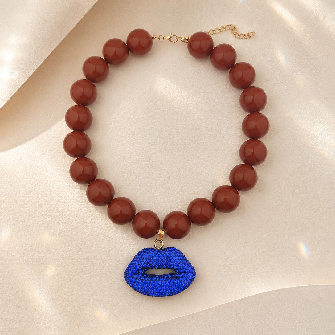 Vintage Inspired Acrylic Lip Pendant Necklace