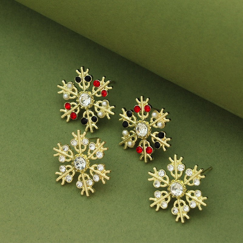 Festive Multi-Color Snowflake Stud Earrings