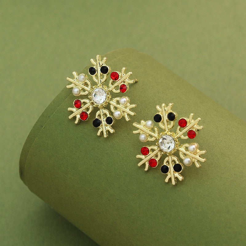 Festive Multi-Color Snowflake Stud Earrings