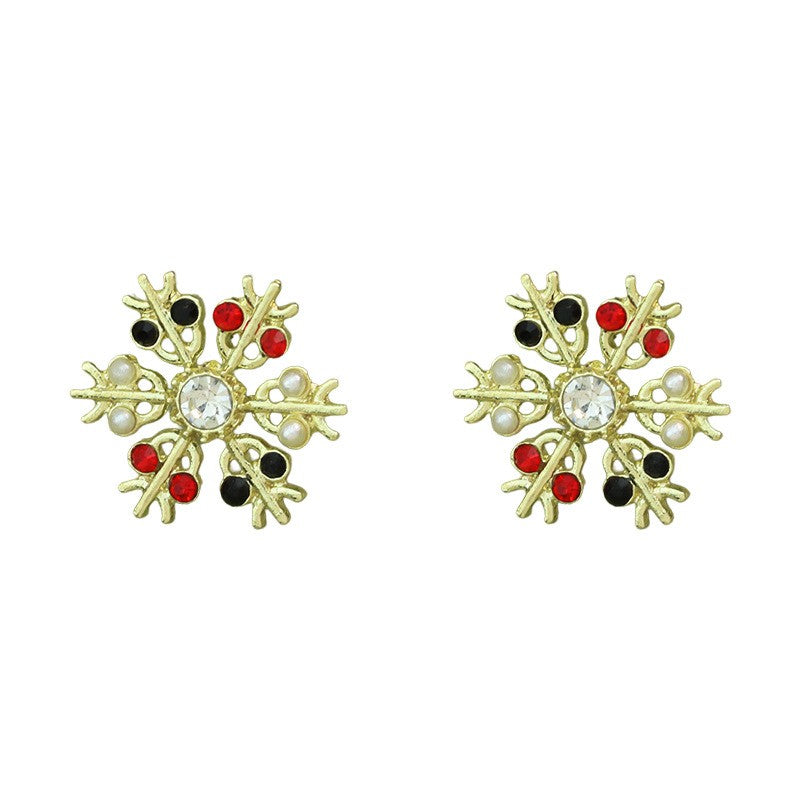 Festive Multi-Color Snowflake Stud Earrings