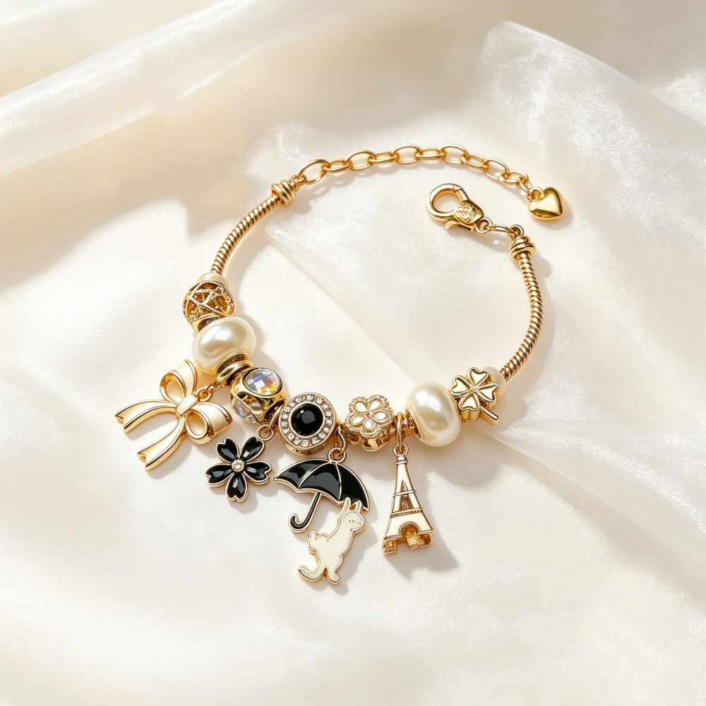 Dainty Parisian Charm Snake Bracelet