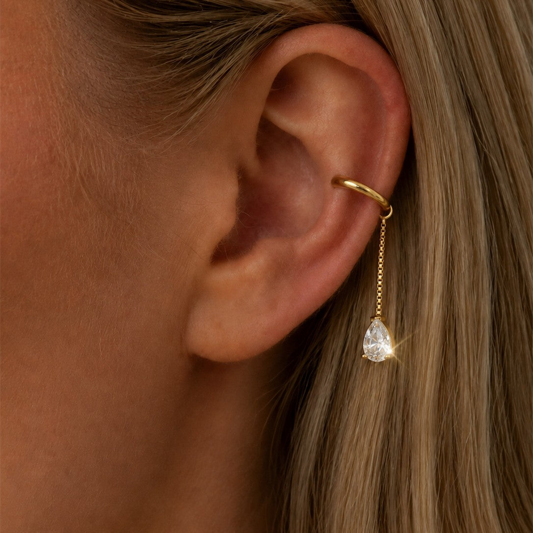 Dainty Teardrop Zircon Tassel Ear Cuff