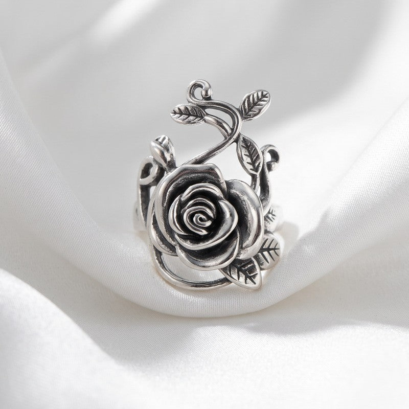 Romantic Vintage Rose Open Ring