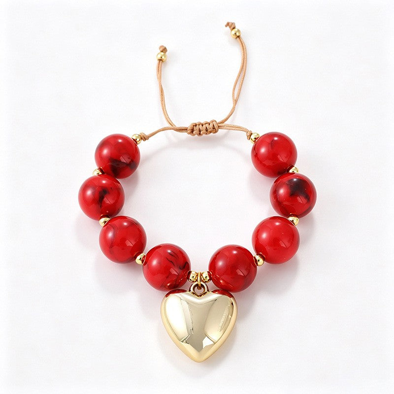 Romantic Multicolor Resin Heart Bracelet Stack
