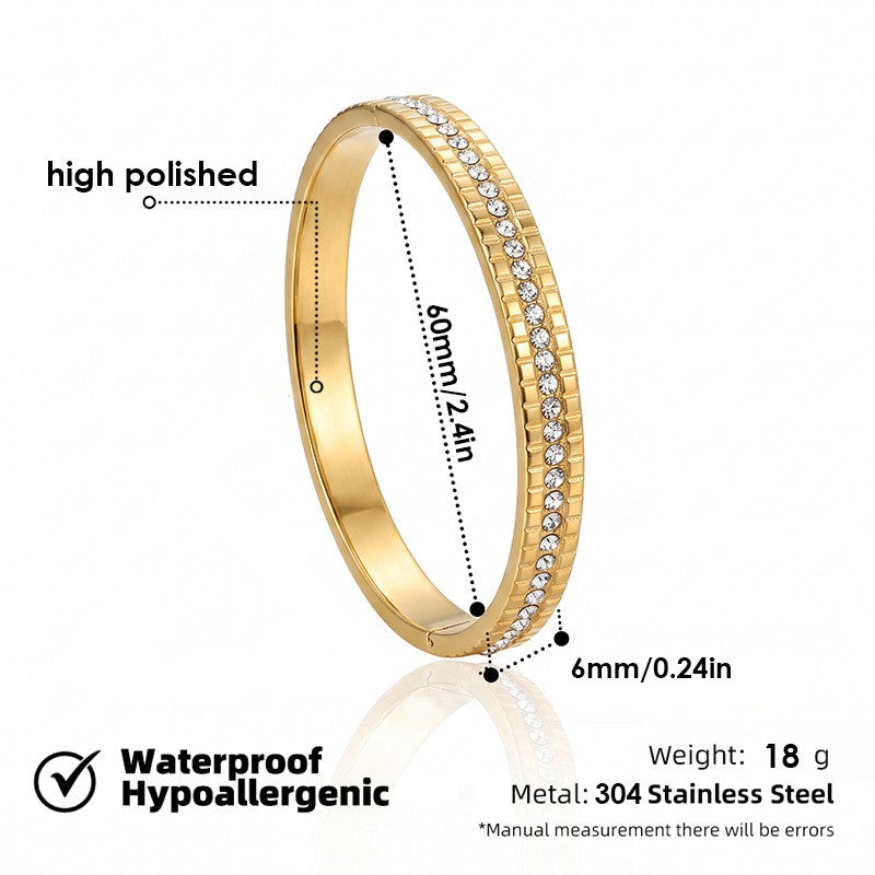 18k Classy Rhinestone Star & Flower Bangle Set