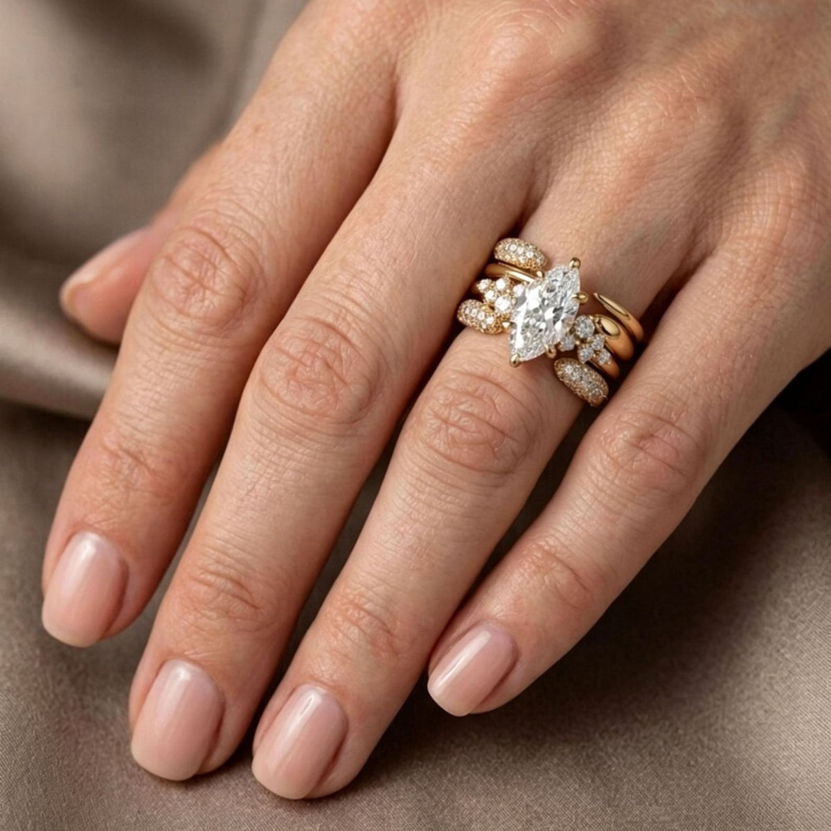 Classy Marquise Zircon Multi-Layer Ring Set