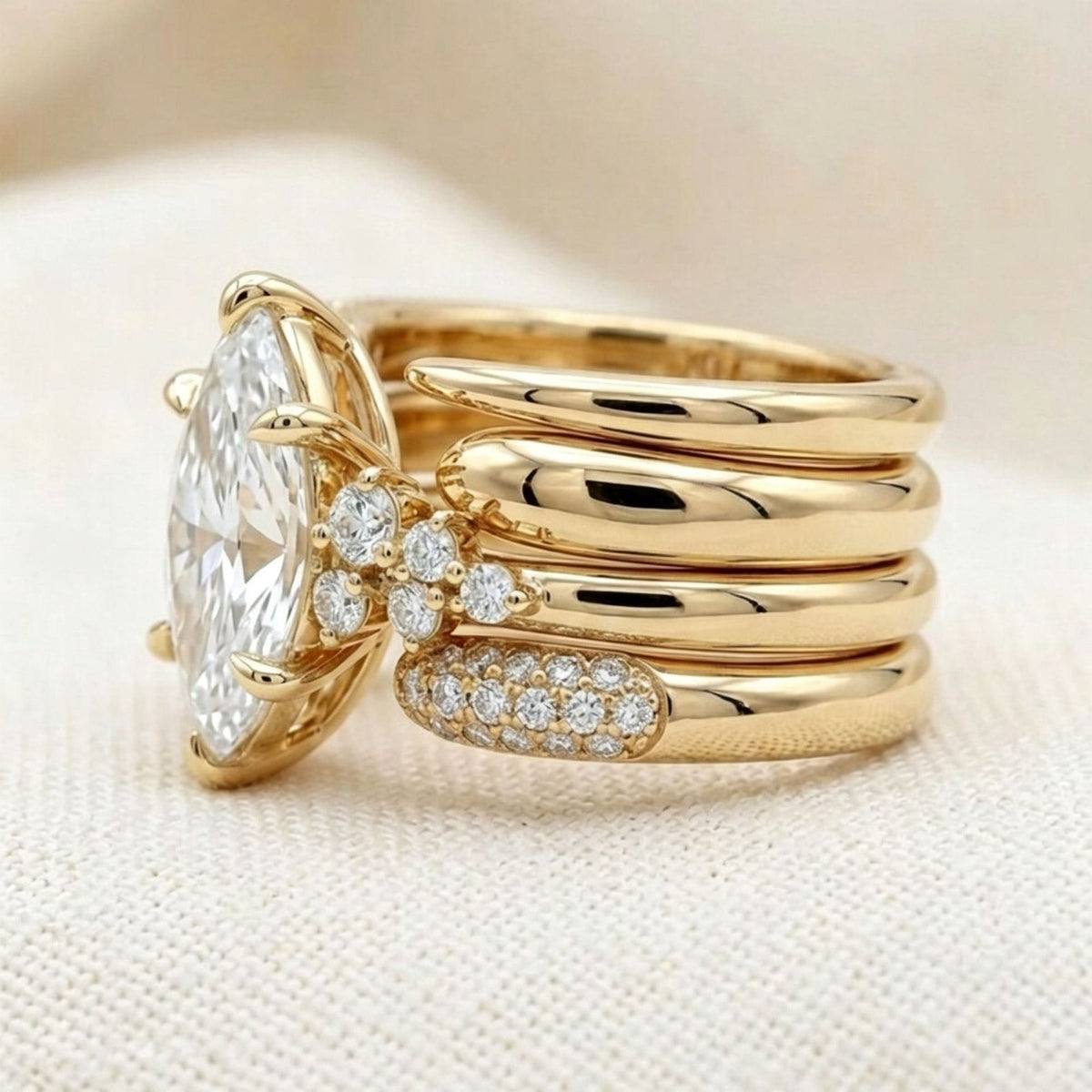 Classy Marquise Zircon Multi-Layer Ring Set