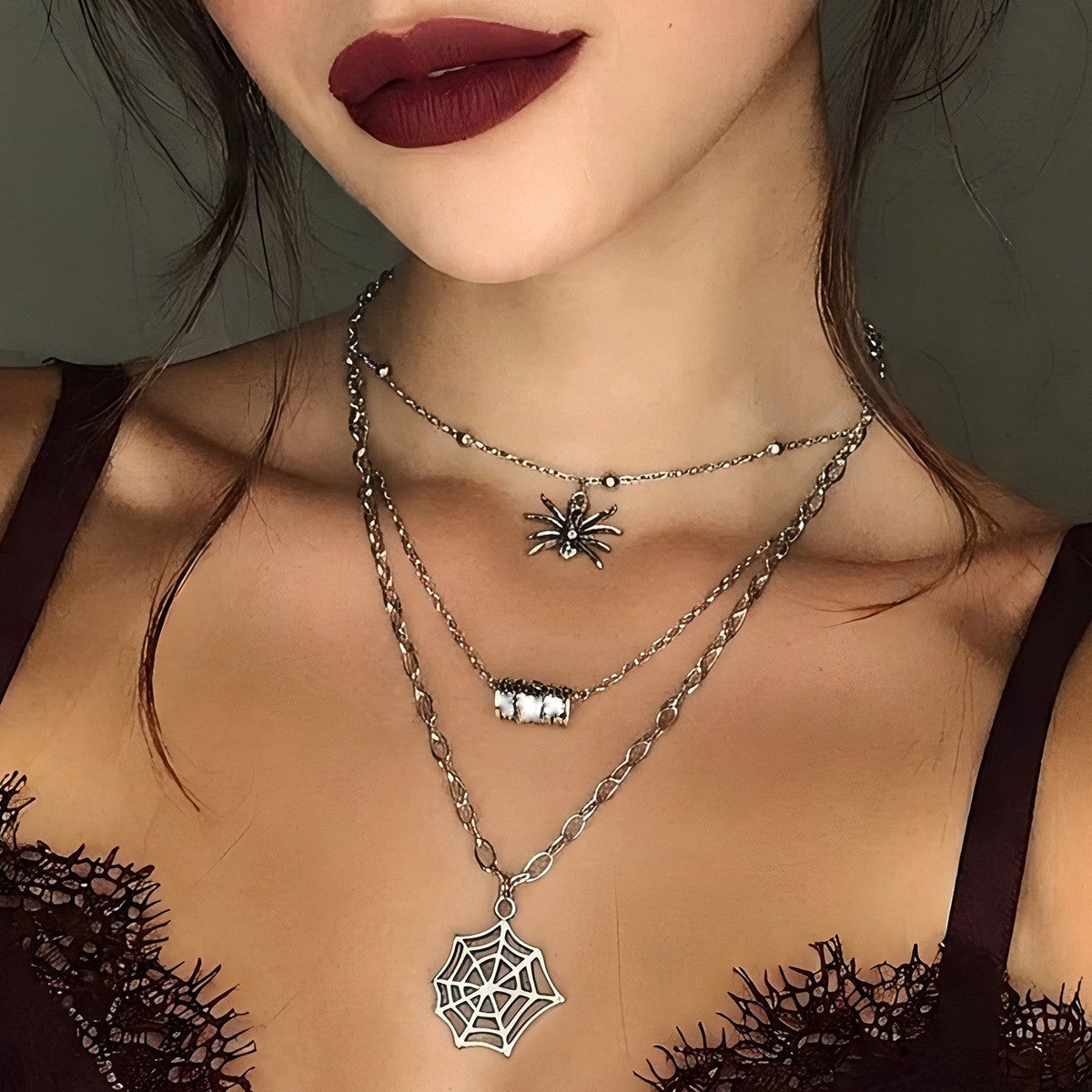 Classy Spider Web Layered Necklace