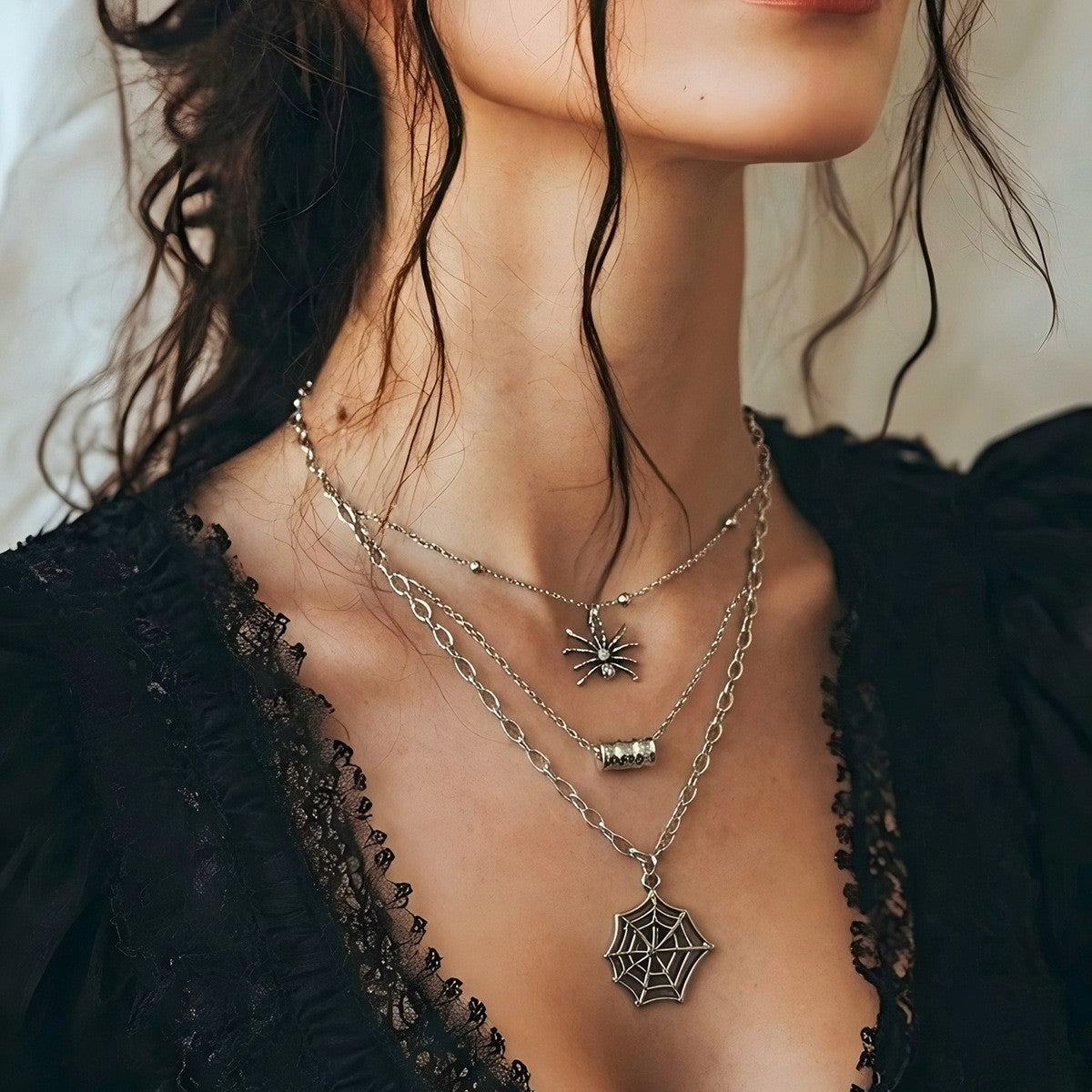 Classy Spider Web Layered Necklace
