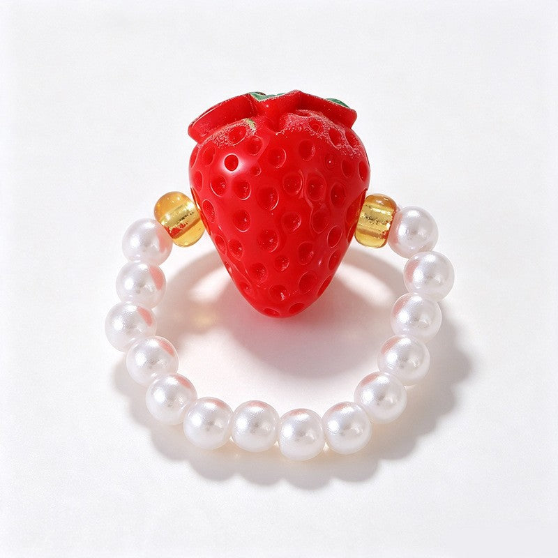 Playful Resin Fruit Faux Pearl Ring