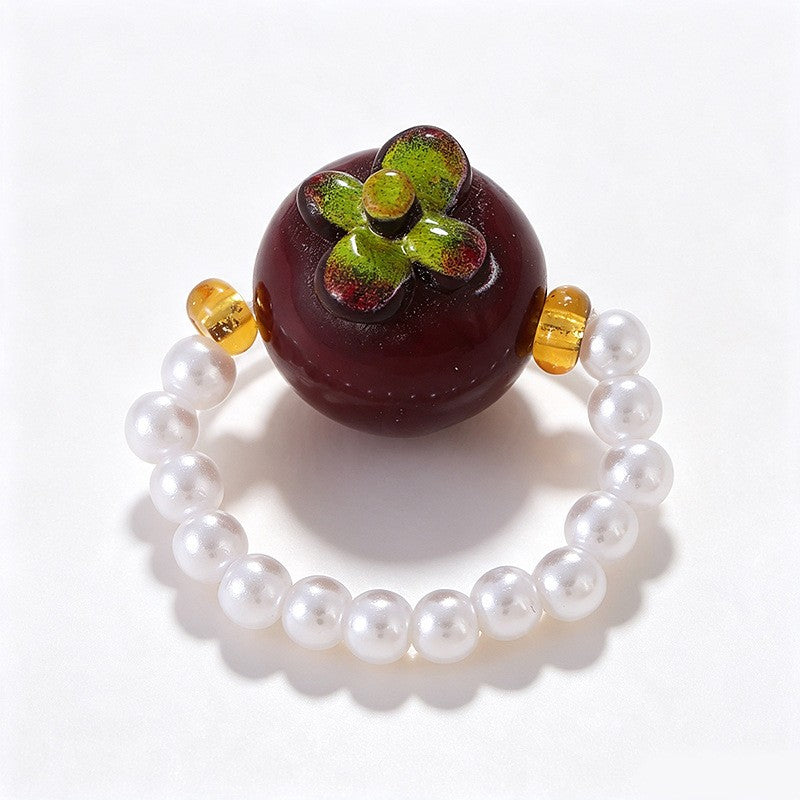 Playful Resin Fruit Faux Pearl Ring