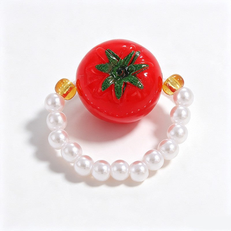 Playful Resin Fruit Faux Pearl Ring