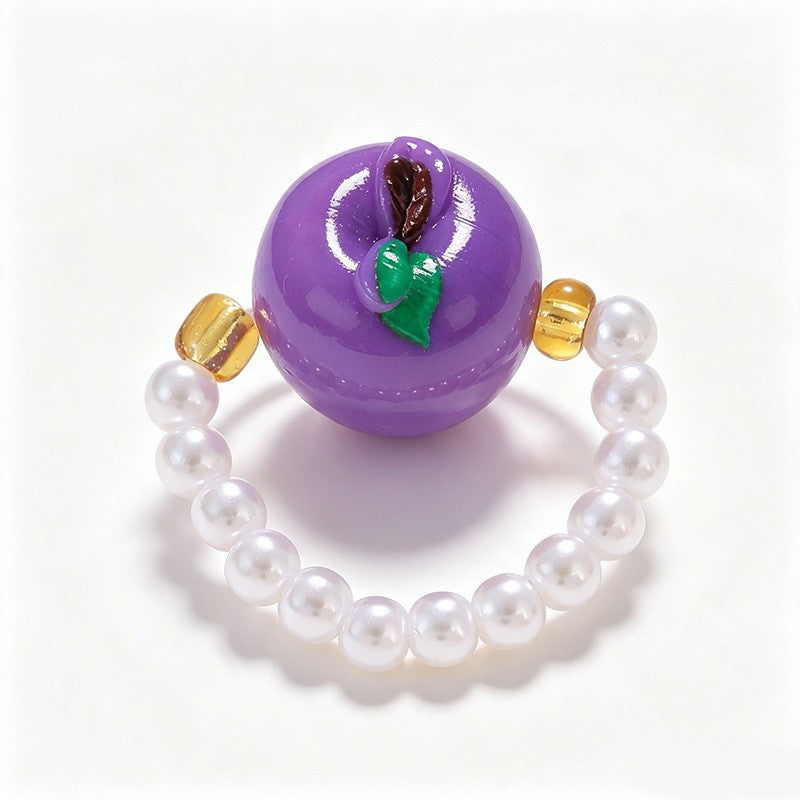Playful Resin Fruit Faux Pearl Ring