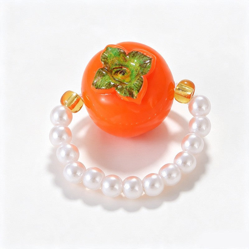 Playful Resin Fruit Faux Pearl Ring