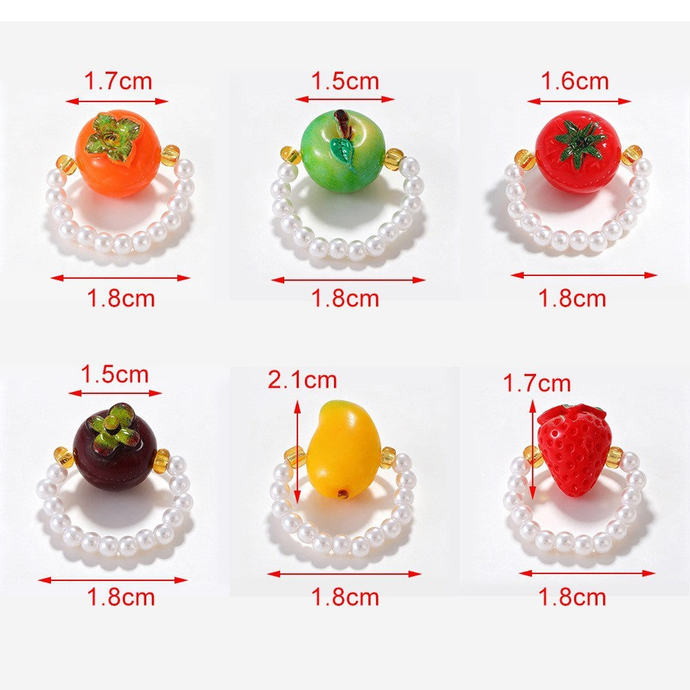 Playful Resin Fruit Faux Pearl Ring