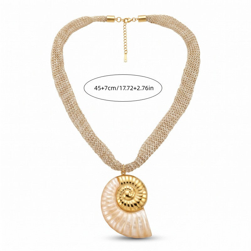 Boho Layered Sun Shell Leaf Necklace