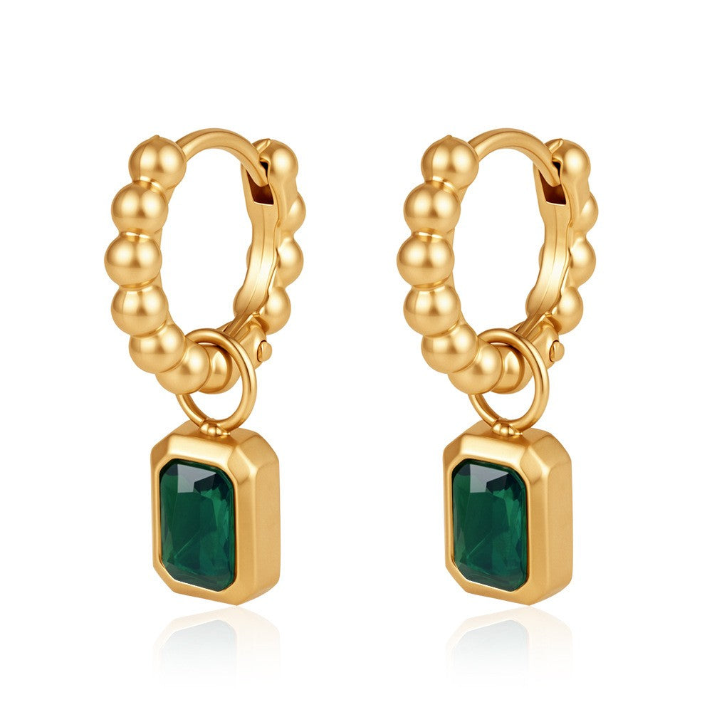 Classy Geometric Zirconia Beaded Hoop Earrings