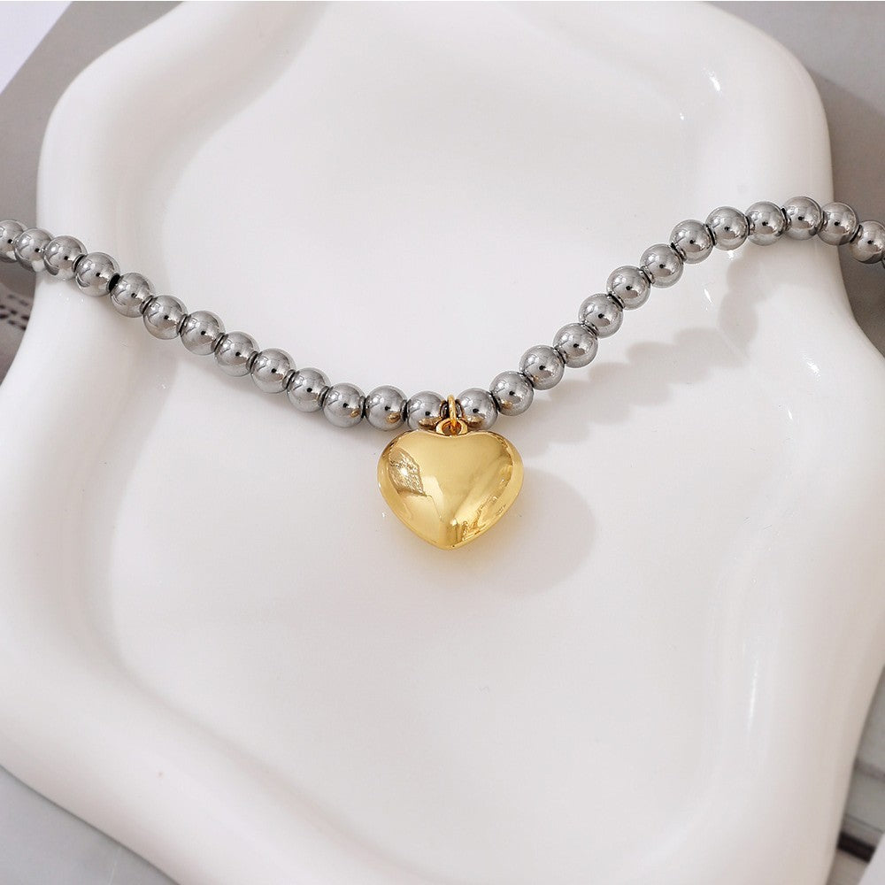 Romantic Beaded Heart Pendant Necklace