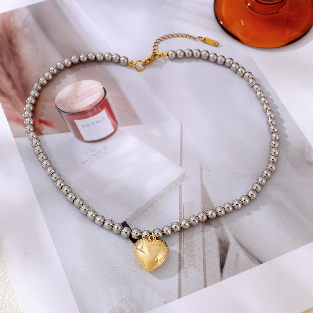 Romantic Beaded Heart Pendant Necklace