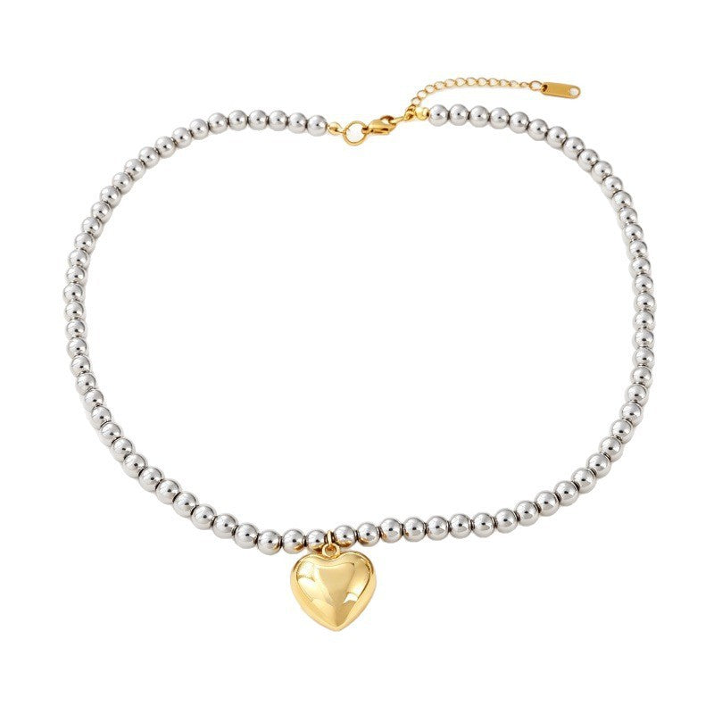 Romantic Beaded Heart Pendant Necklace