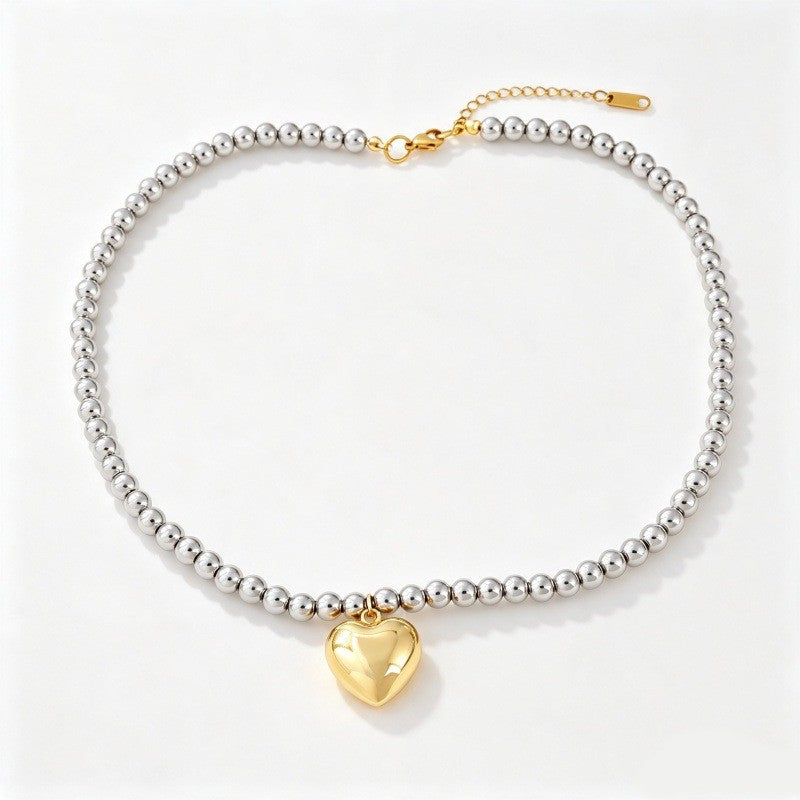 Romantic Beaded Heart Pendant Necklace