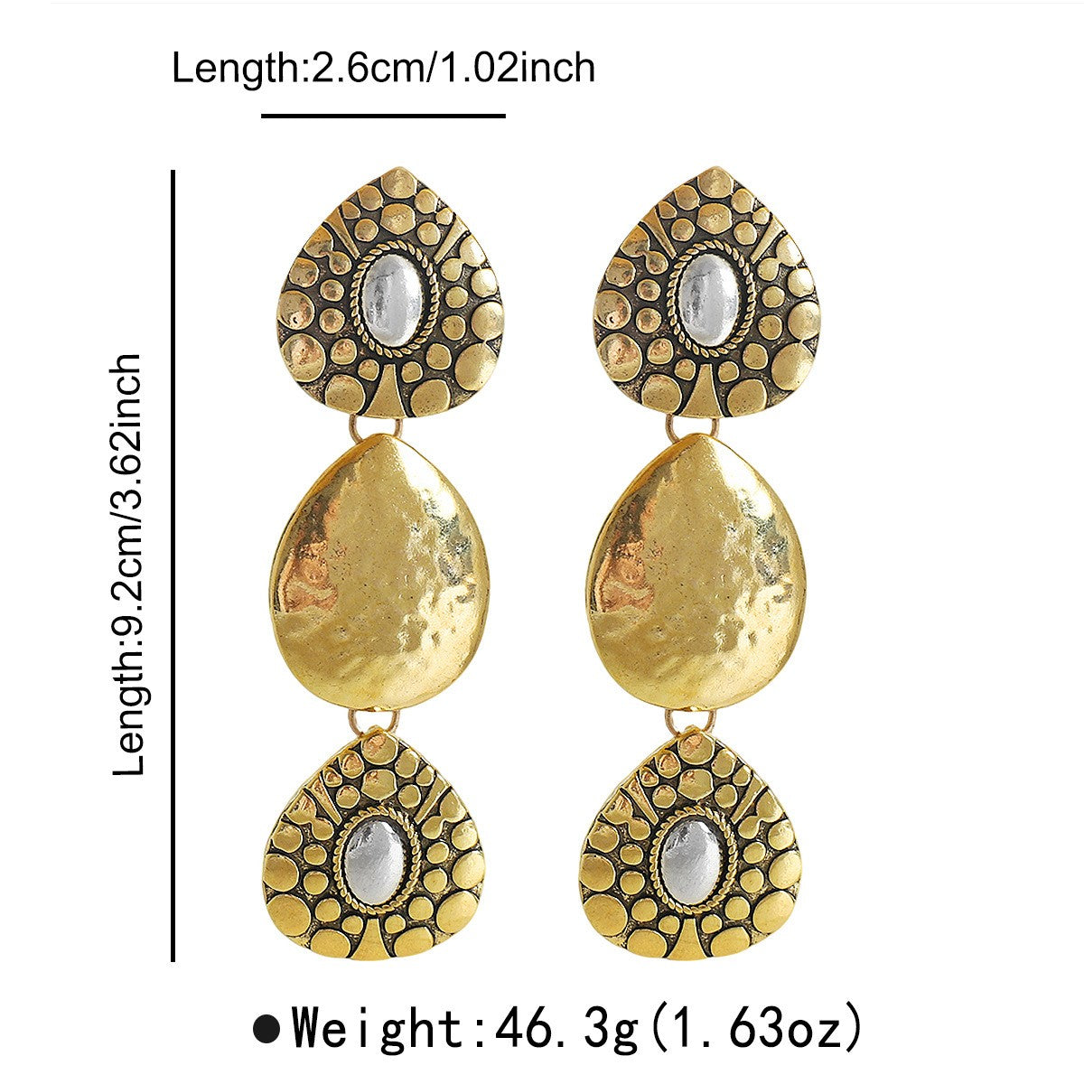 Boho Hammered Teardrop Necklace & Earring Set