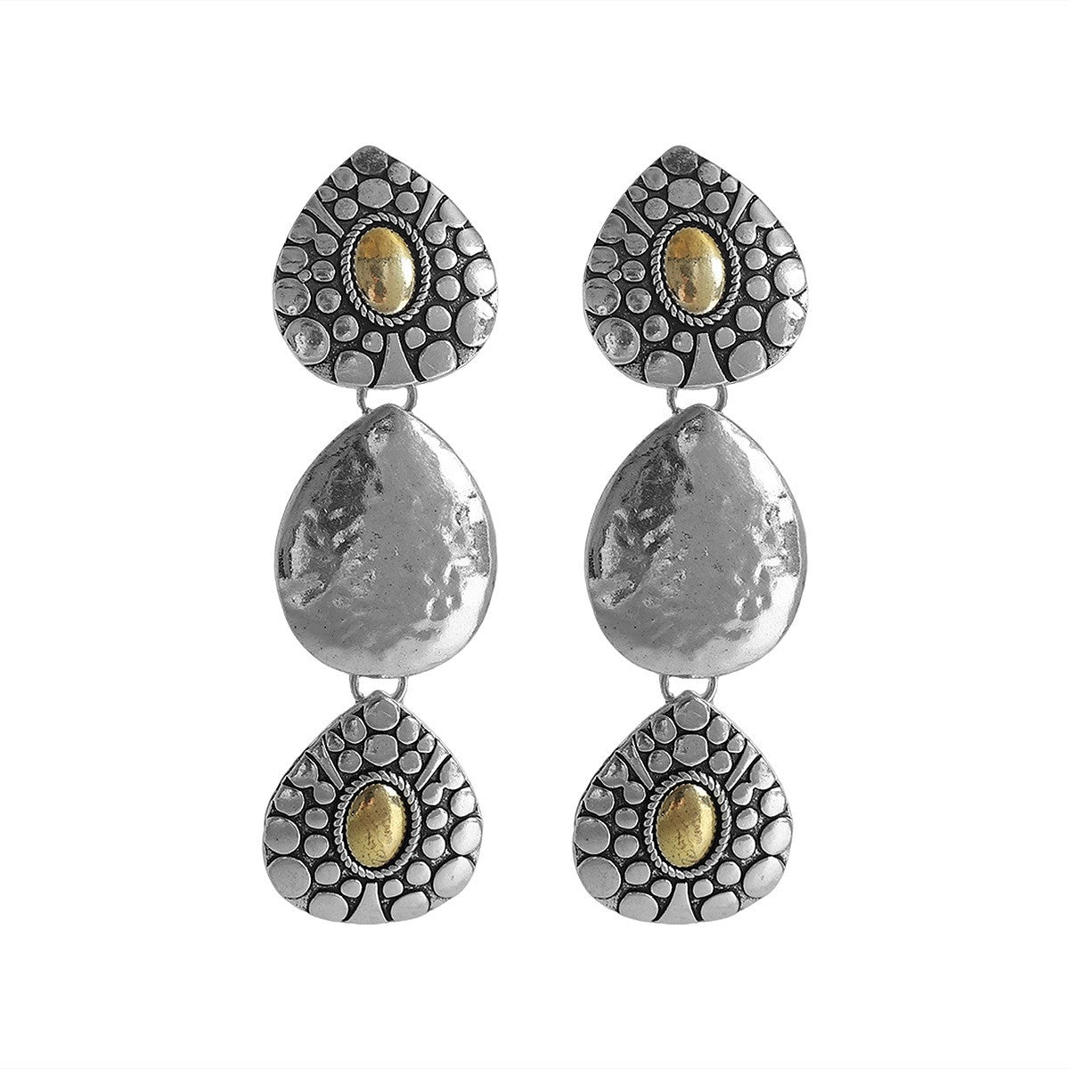 Boho Hammered Teardrop Necklace & Earring Set