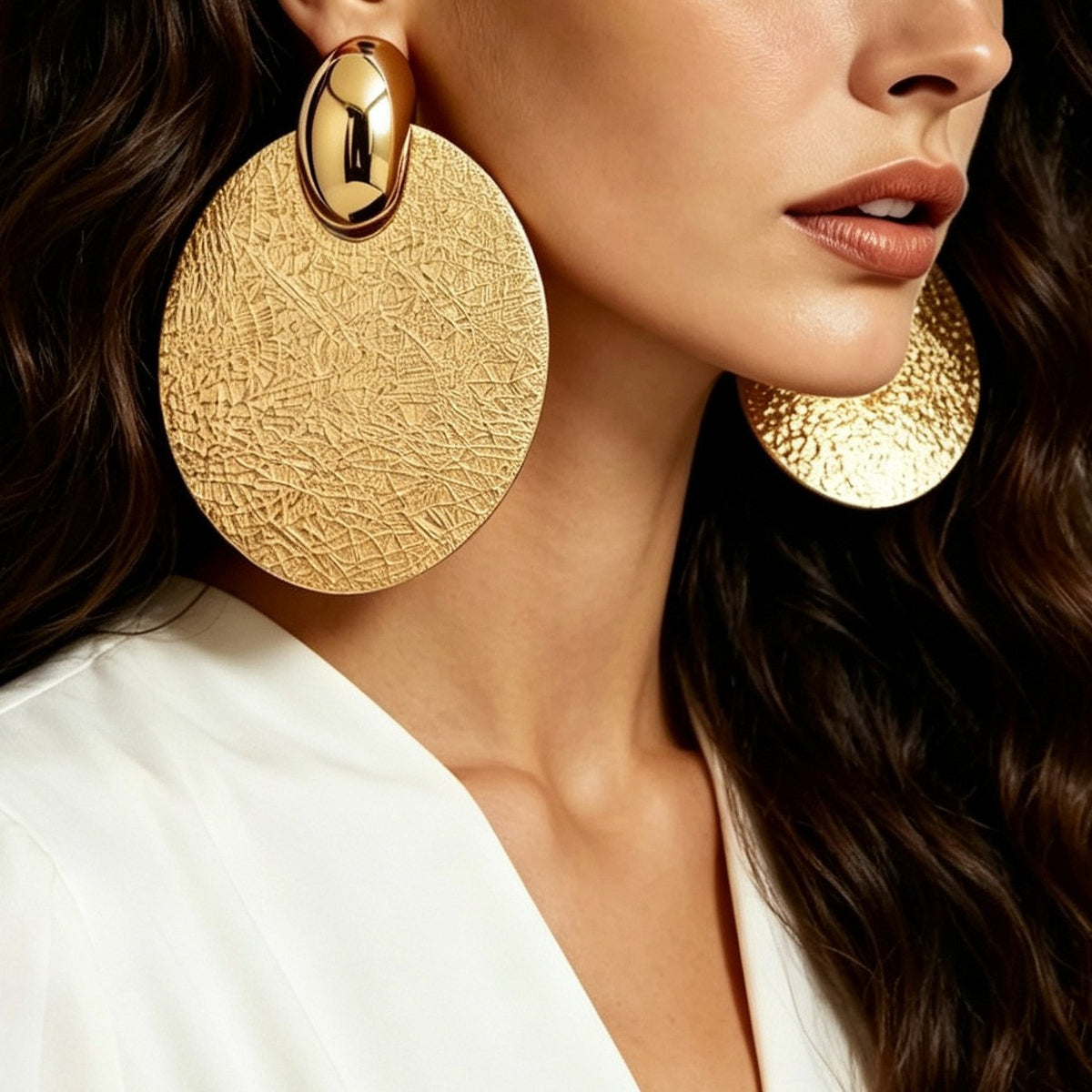 Classy Textured Disc Statement Earrings