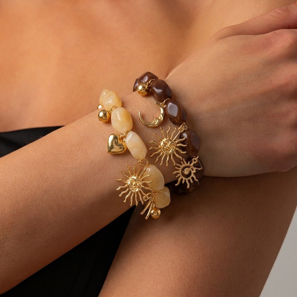 Boho Celestial Sun Charm Bracelet