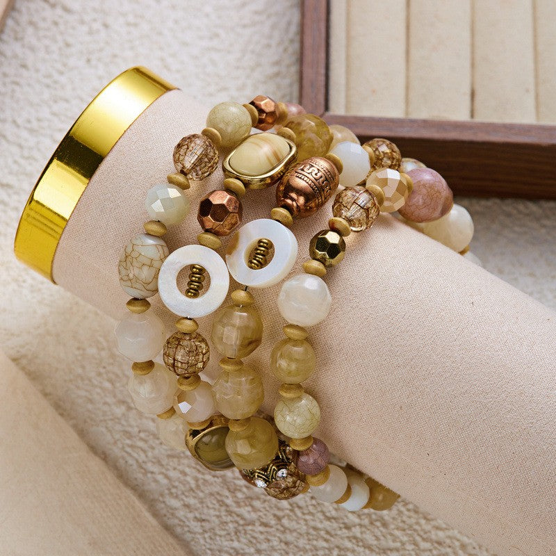 Boho Earthy Stone Beaded Bracelet Stack