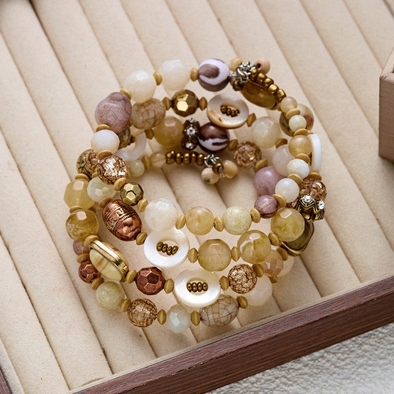 Boho Earthy Stone Beaded Bracelet Stack