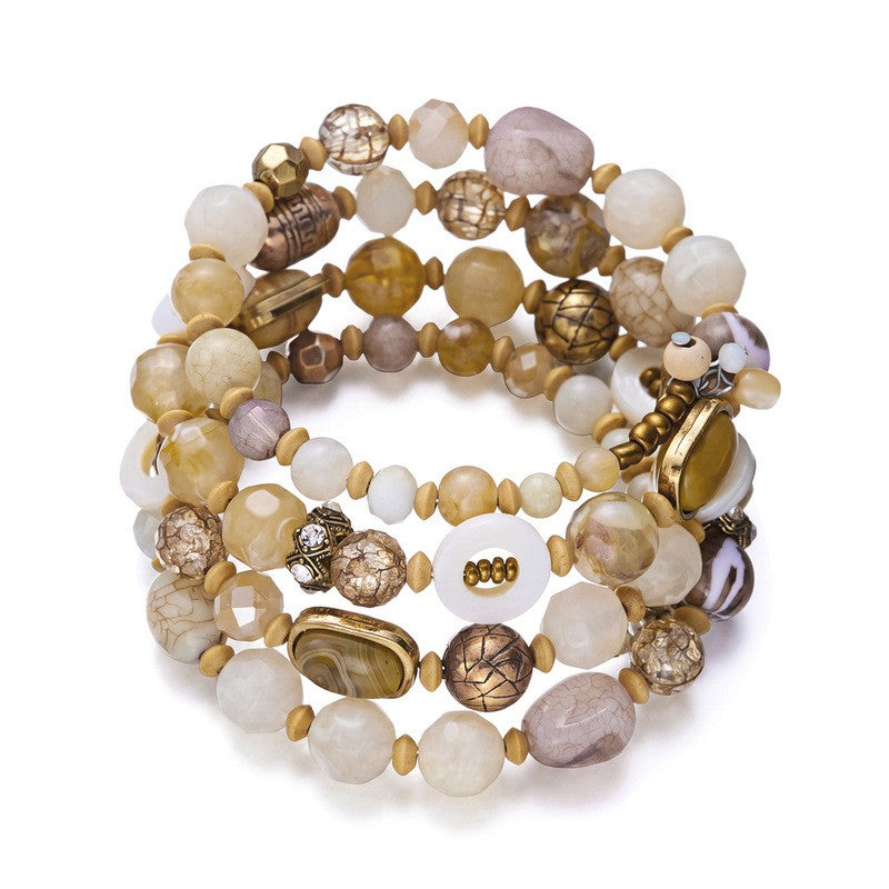 Boho Earthy Stone Beaded Bracelet Stack