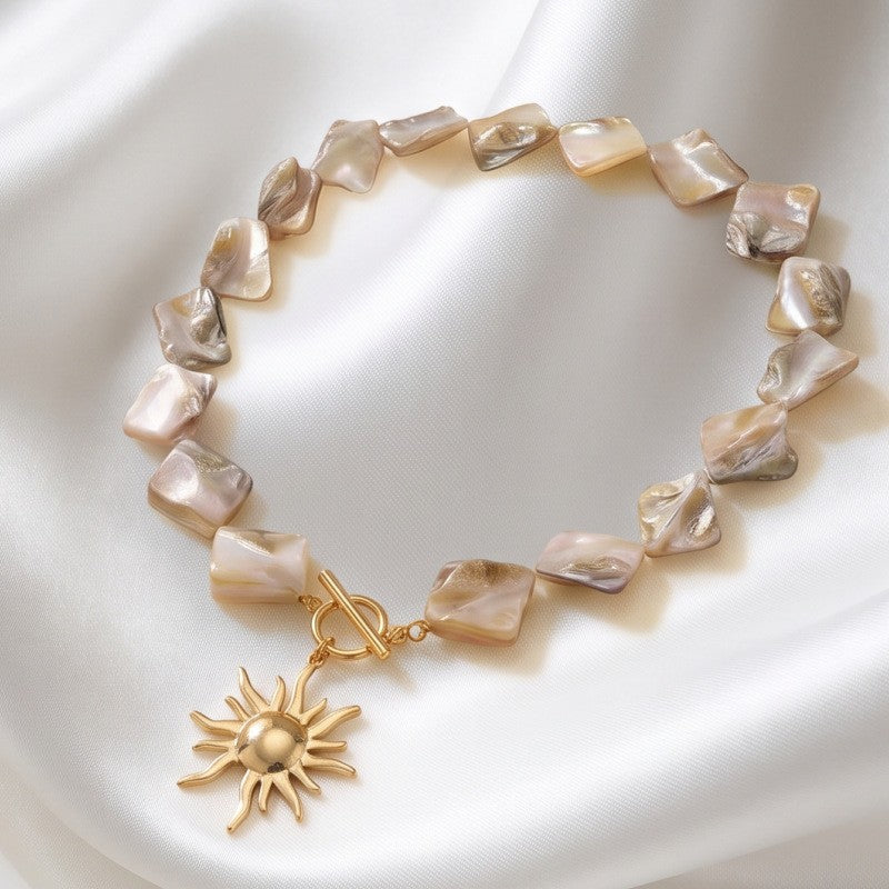 Classy Irregular Pearl Sun Necklace