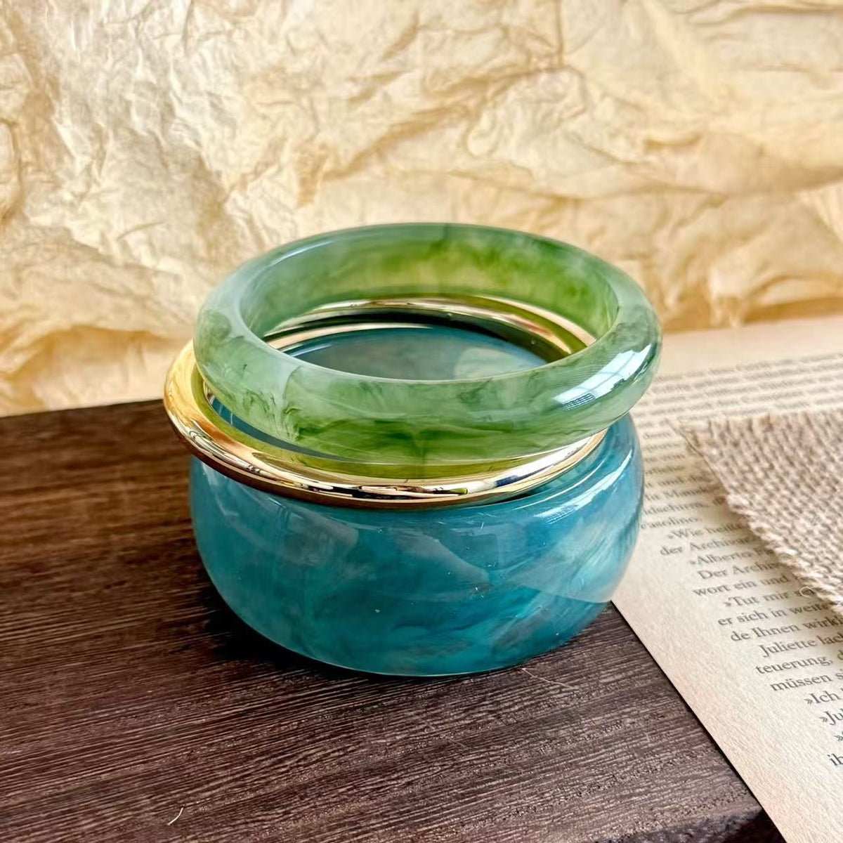 Classy Marbled Resin Stacking Bangle Set