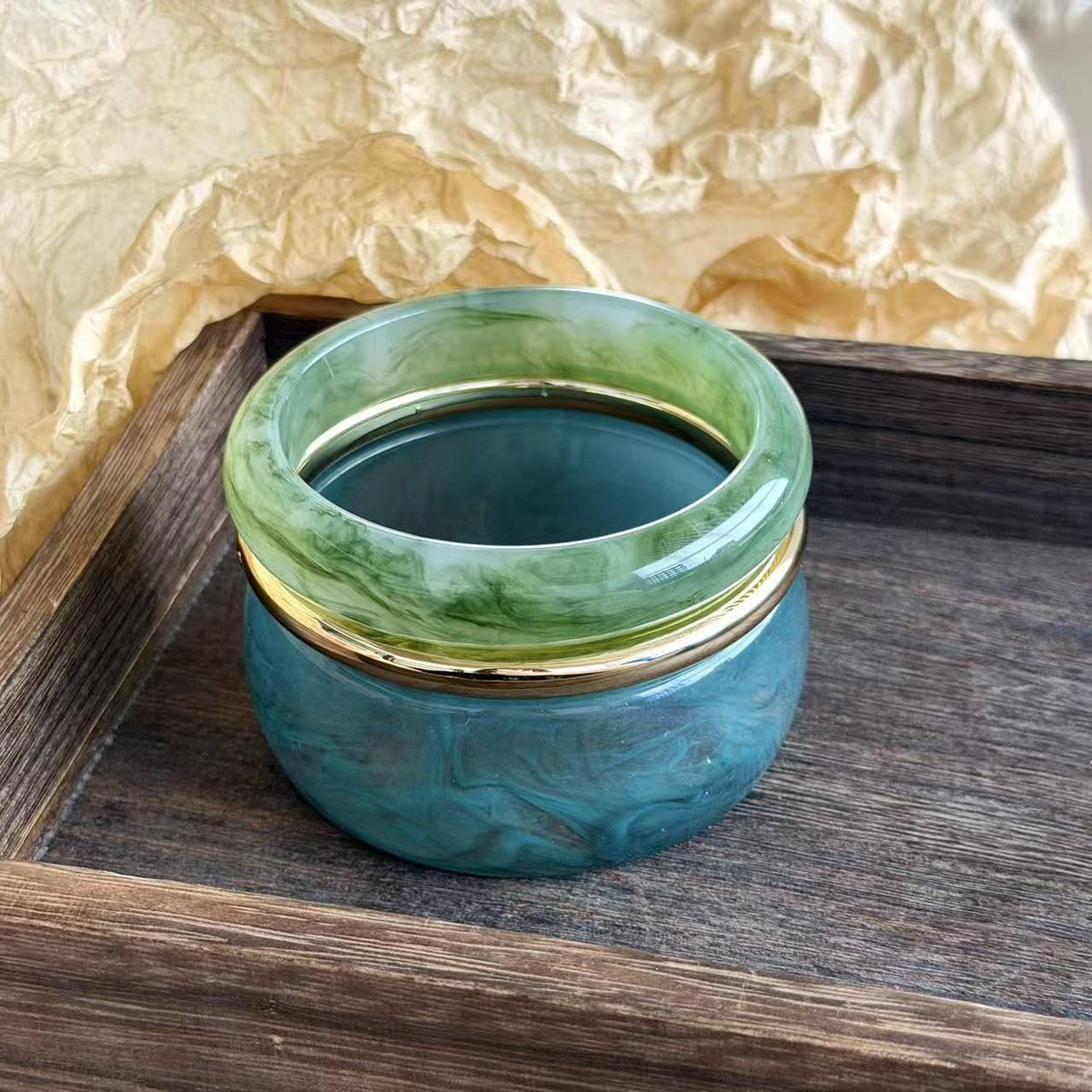 Classy Marbled Resin Stacking Bangle Set