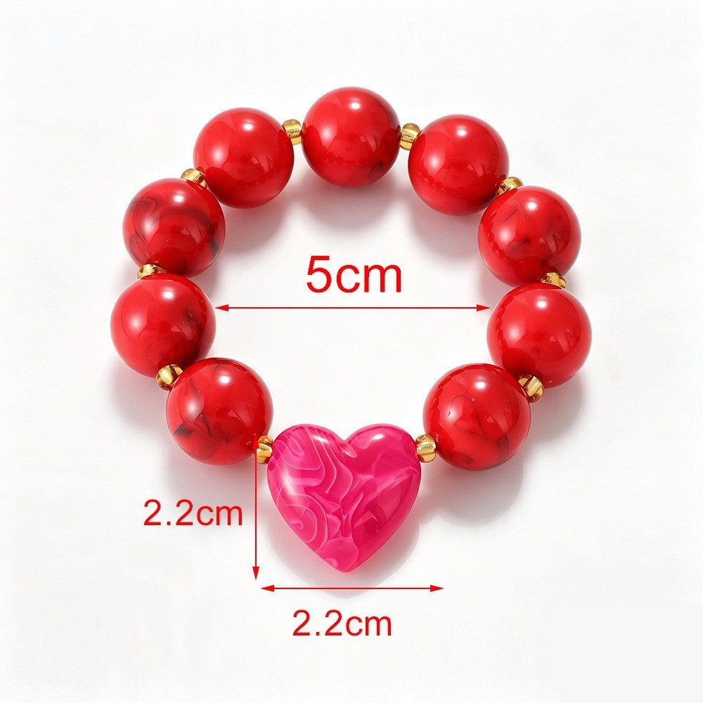 Boho Marbled Resin Heart Bracelet Stack