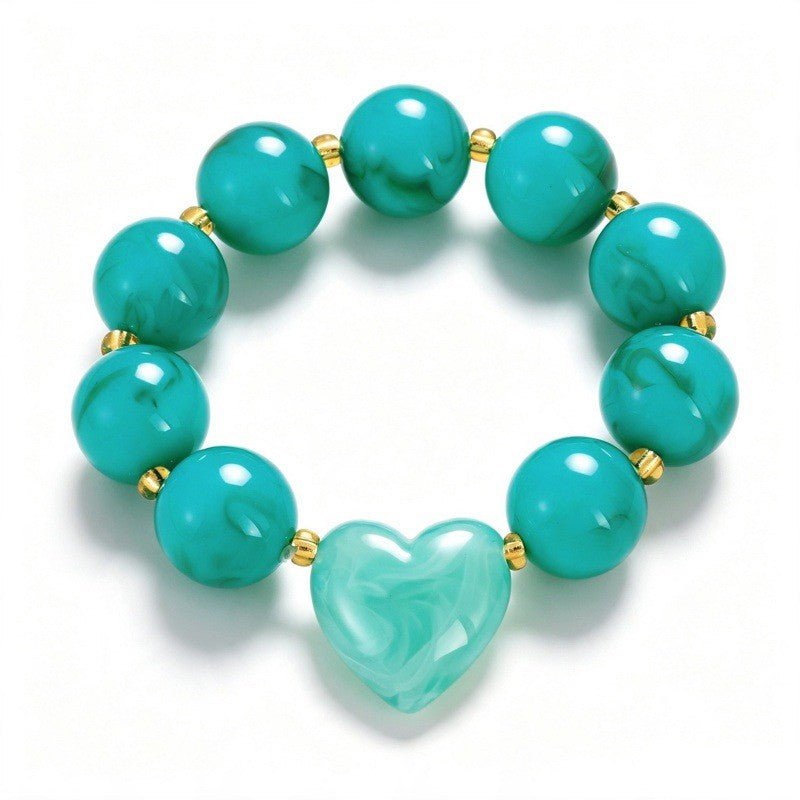 Boho Marbled Resin Heart Bracelet Stack