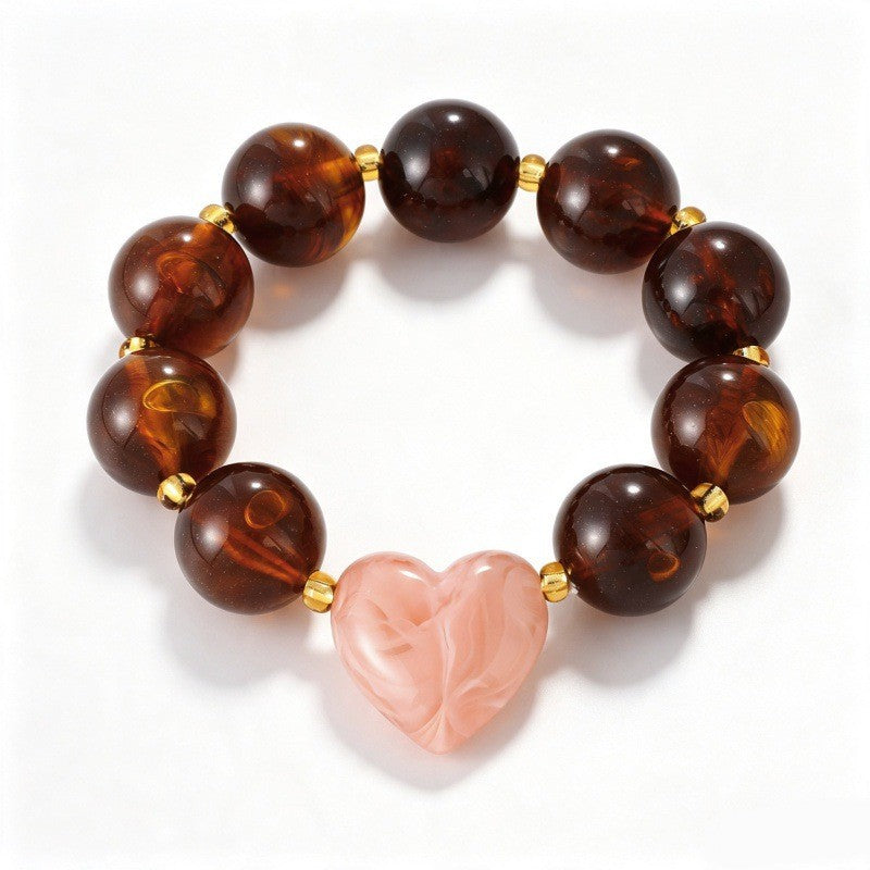 Boho Marbled Resin Heart Bracelet Stack