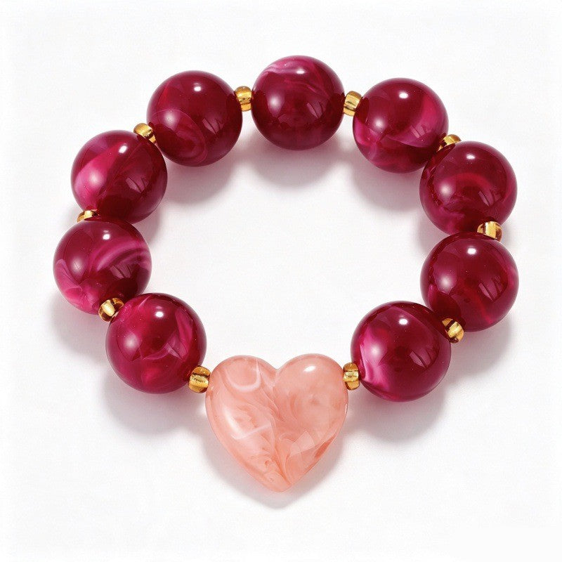 Boho Marbled Resin Heart Bracelet Stack