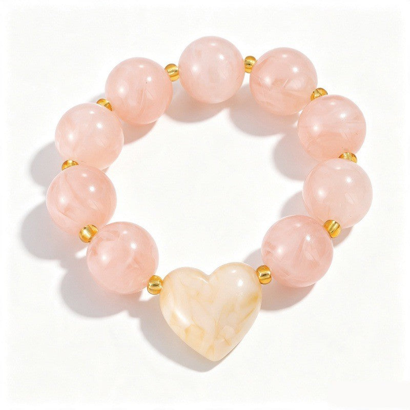 Boho Marbled Resin Heart Bracelet Stack