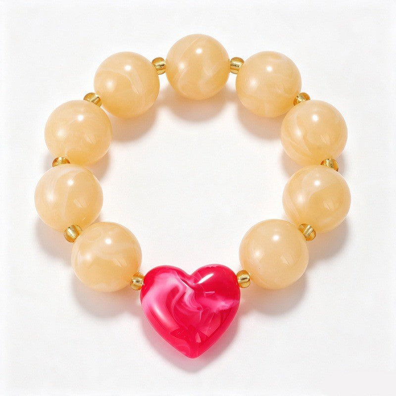 Boho Marbled Resin Heart Bracelet Stack