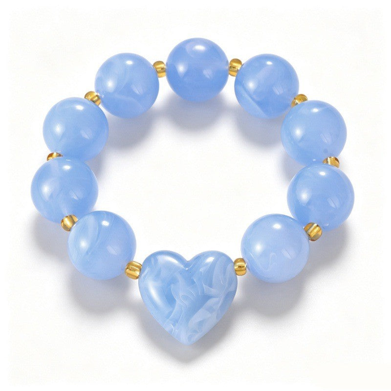 Boho Marbled Resin Heart Bracelet Stack