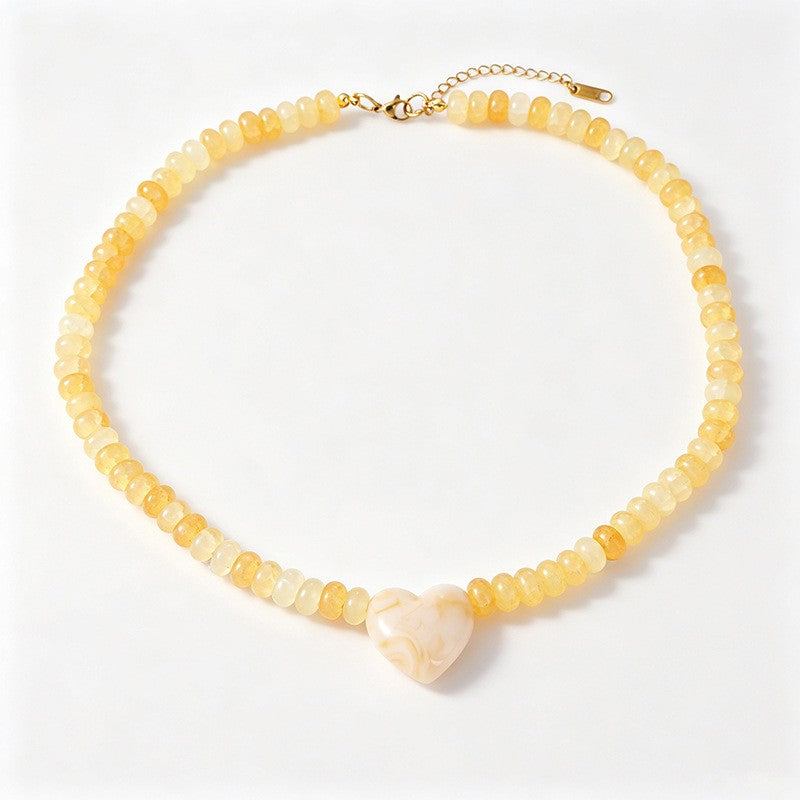 Boho Multicolor Beaded Heart Necklace