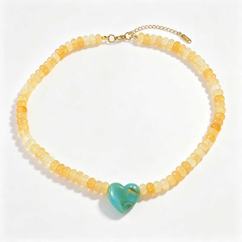 Boho Multicolor Beaded Heart Necklace