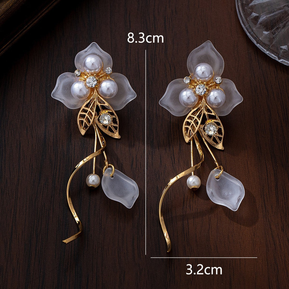 Romantic Acrylic Flower Pearl Drop Earrings