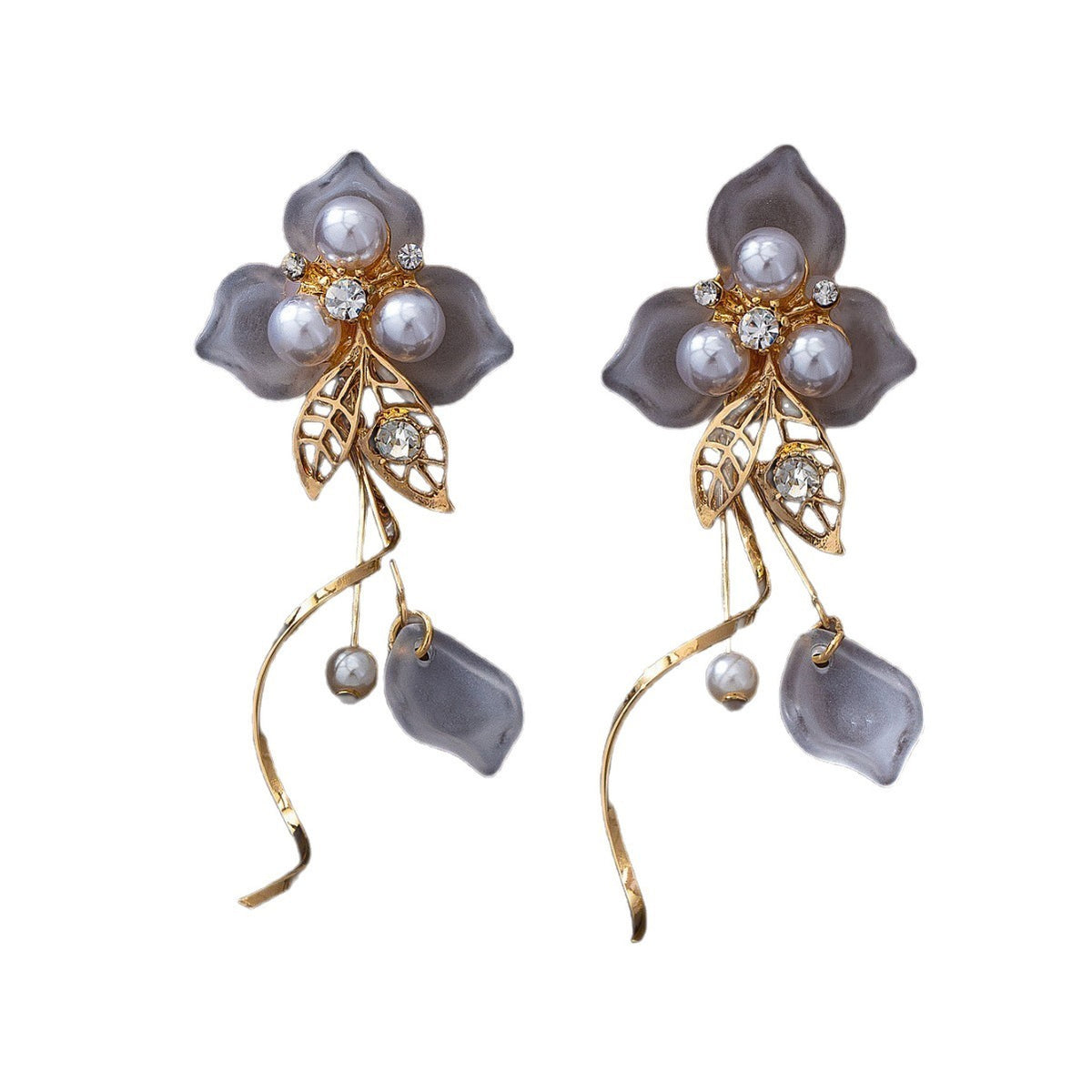 Romantic Acrylic Flower Pearl Drop Earrings